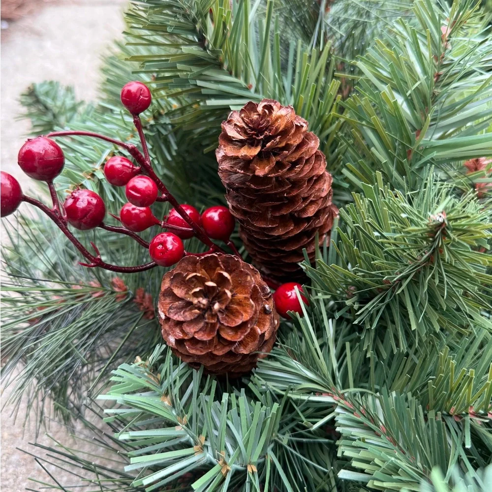 Festive Green and Red Holiday Wreath - NWT
